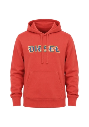 Diesel logo-print brushed-cotton hoodie - Red