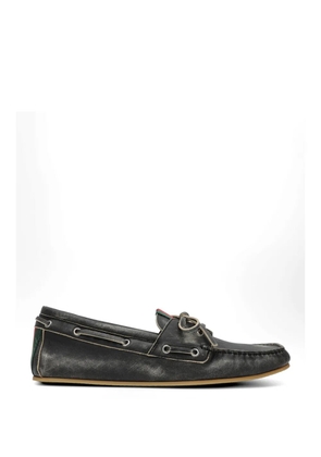 Gucci striped lace-up boat shoes - Black