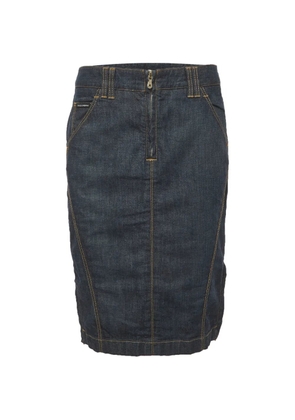 Dolce & Gabbana Pre-Owned logo-patch denim pencil skirt - Blue