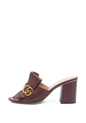 Gucci Pre-Owned GG Marmont fringed-leather heeled sandals - Red