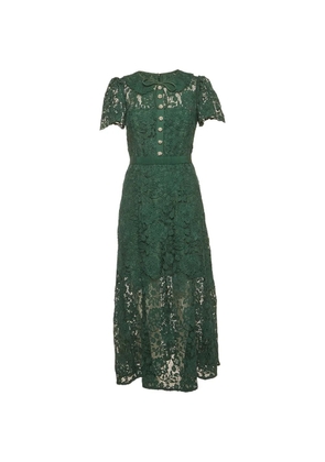 Self-Portrait floral-lace dress - Green