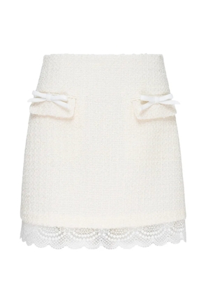 Self-Portrait bouclé lace-trim mini skirt - Neutrals