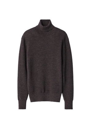 LEMAIRE stand-collar sweater in fine mouliné merino wool - Brown