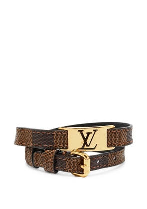 Louis Vuitton Pre-Owned Sign It Damier Ebène double-wrap bracelet - Gold