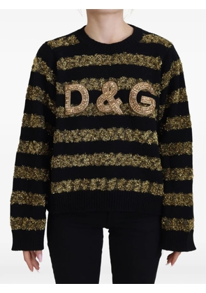 Dolce & Gabbana D&G crystal-embellished striped knit - Black
