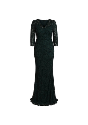 Dolce & Gabbana floral-lace V-neck maxi dress - Green