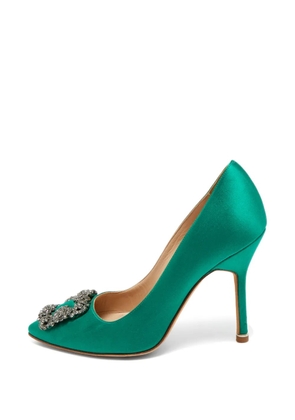 Manolo Blahnik Hangisi satin heeled pumps - Green