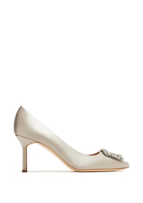 Manolo Blahnik Hangisi 70 crystal-buckle pumps - Neutrals