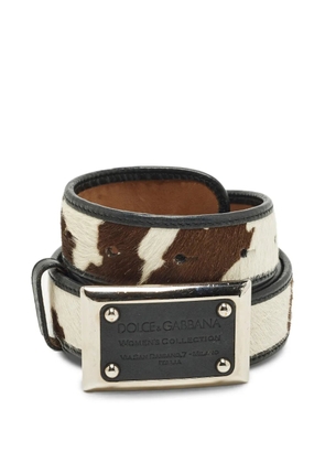 Dolce & Gabbana Pre-Owned logo-plaque calf hair belt - Brown