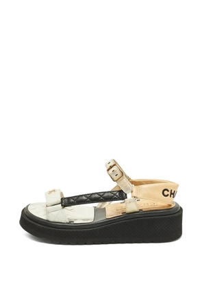 CHANEL Pre-Owned quilted buckle-strap sandals - White