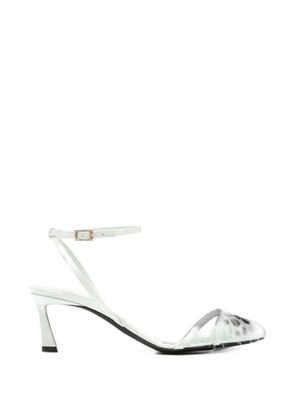 Saint Laurent feather-trim buckle-fastening heeled sandals - Green