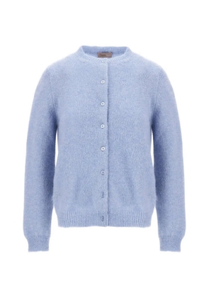 Herno stocking-stitch crew-neck cardigan - Blue