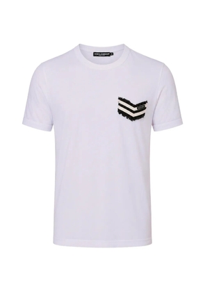 Dolce & Gabbana chevron-patch frayed T-shirt - White