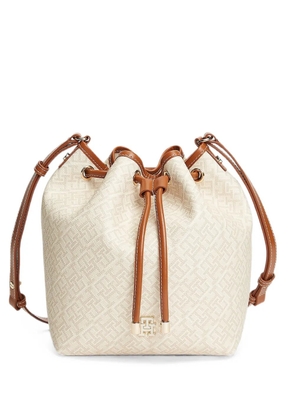 Tommy Hilfiger TH Monoplay monogram-pattern bucket bag - Neutrals