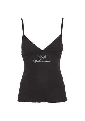 Dolce & Gabbana Pre-Owned logo-print rib-knit camisole - Black