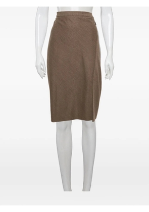 Brunello Cucinelli drape-detail pencil midi skirt - Brown