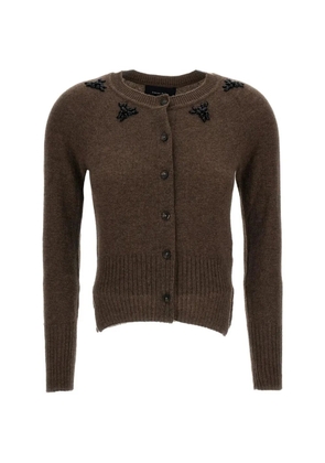 Simone Rocha crystal-embellished cashmere cardigan - Brown