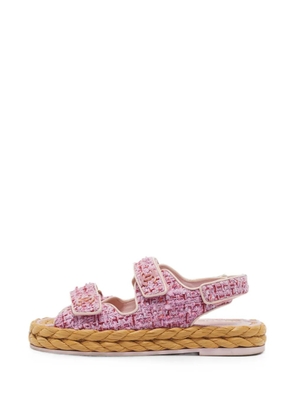 CHANEL Pre-Owned Dad tweed touch-strap flat sandals - Pink