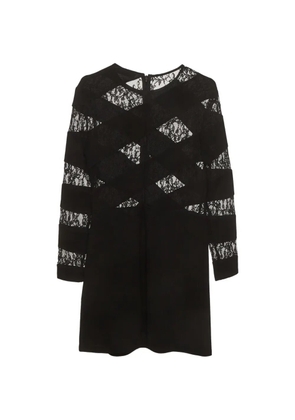SANDRO lace-panel crepe mini dress - Black