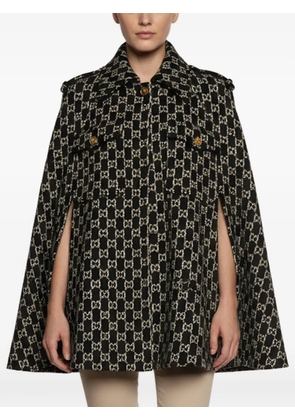 Gucci Pre-Owned monogram wool cape - Black