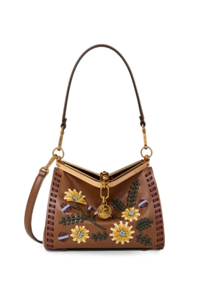 ETRO small leather Vela bag with threading and floral motif - Brown