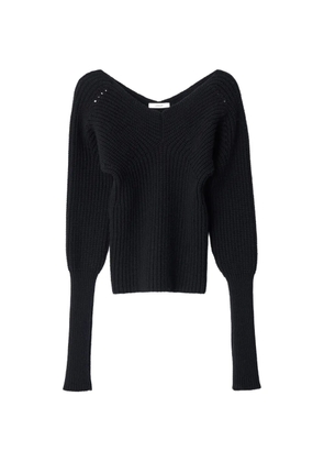 LEMAIRE off-shoulder sweater in worsted wool - Black