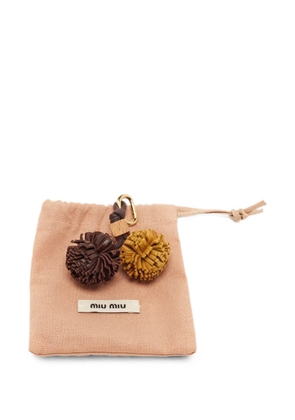 Miu Miu Pre-Owned pompom leather bag charm - Brown