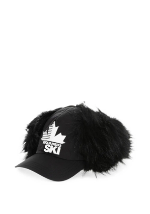 DSQUARED2 faux-fur trim ski baseball cap - Black