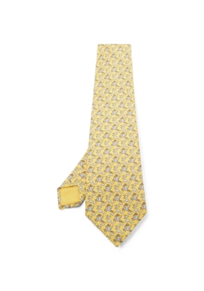 Hermès Pre-Owned Flying Reindeer silk tie - Yellow