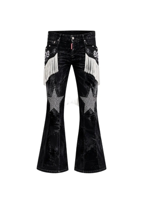 DSQUARED2 fringe-detail star-patch jeans - Black