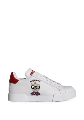 Dolce & Gabbana Portofino applique leather sneakers - White