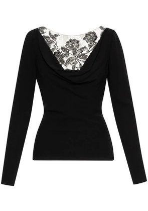 Oscar de la Renta Morning Glory crystal-embellished blouse - Black