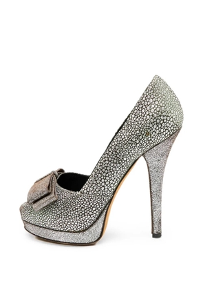 Fendi Pre-Owned bow-detail platform pumps - Silver