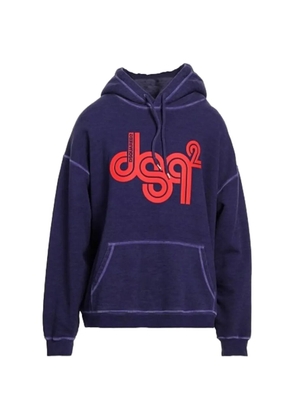 DSQUARED2 logo-print drawstring hoodie - Blue