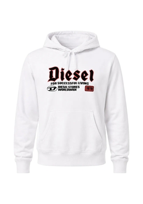 Diesel flocked-logo hoodie - White