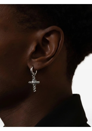YOJ cross-pendant hoop earrings - Silver