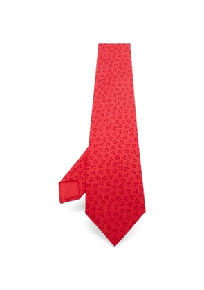 Hermès Pre-Owned leaf-print silk tie - Red