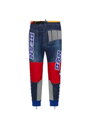 DSQUARED2 logo-print panelled jeans - Blue