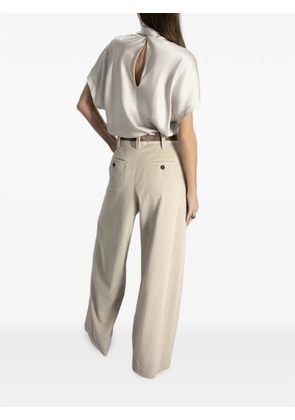 Brunello Cucinelli tie-neck short-sleeve blouse - Neutrals