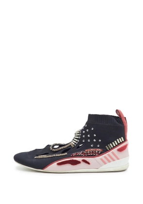 Valentino Garavani Pre-Owned crystal-embellished slip-on sneakers - Black