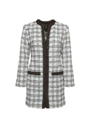 Maje tweed long-sleeved mini dress - Blue