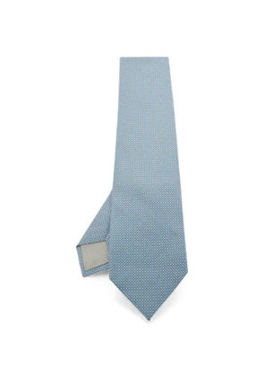 Hermès Pre-Owned geometric-pattern silk tie - Blue