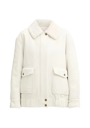 Ermanno Scervino shearling-collar embroidered jacket - Neutrals
