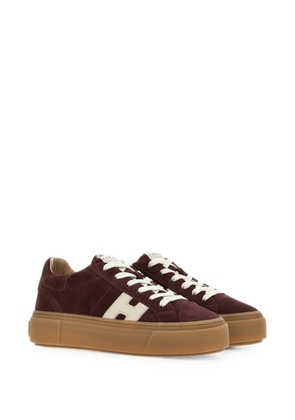 Hogan logo-patch suede low-top sneakers - Brown