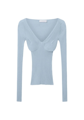 Stella McCartney ribbed-knit V-neck top - Blue