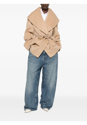 Sportmax belted shawl-collar wool coat - Neutrals