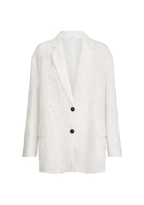 Brunello Cucinelli cotton organza blazer with dazzling broderie anglaise with Monili - White