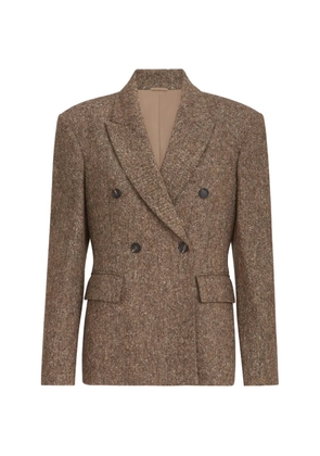 Brunello Cucinelli Virgin wool donegal blazer with Monili - Brown