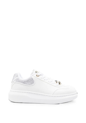 GUESS USA crystal-embellished leather sneakers - White
