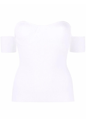 Helmut Lang rib-knit off-shoulder top - White